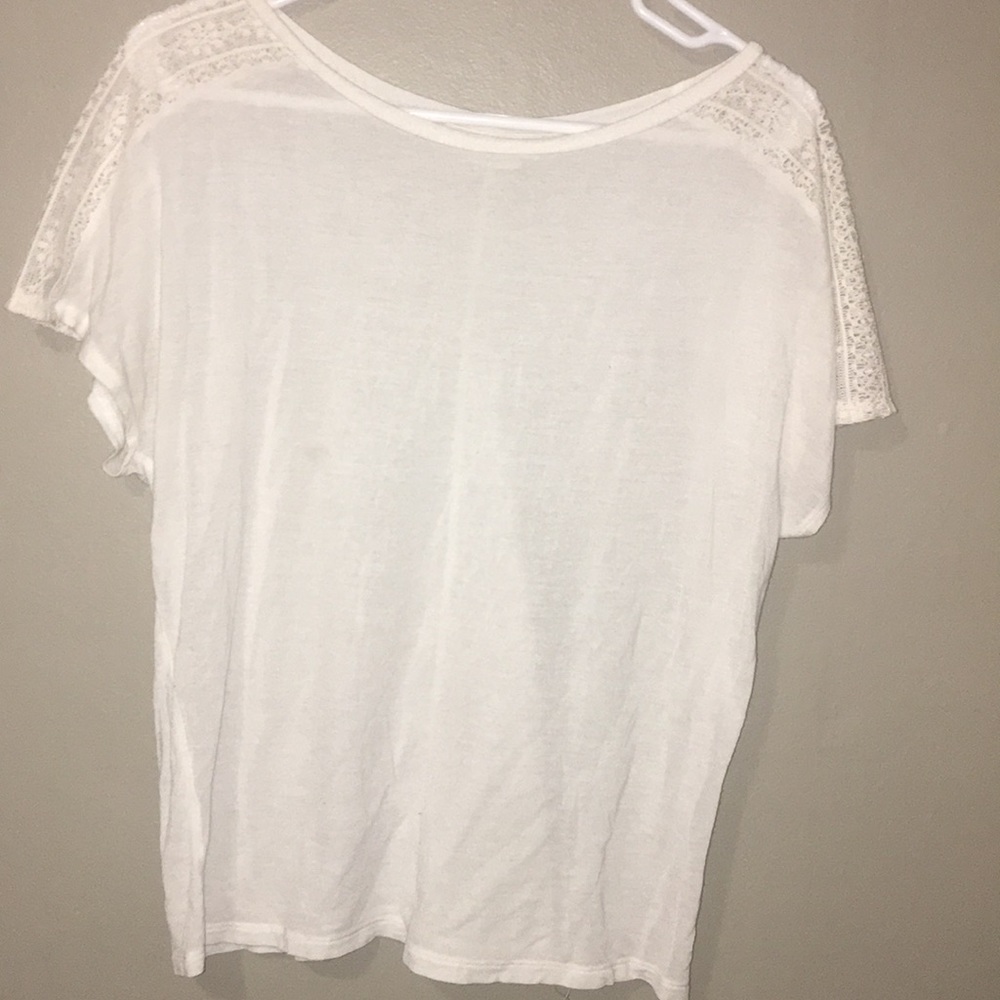 White Shirt with Lace Sleeves